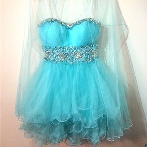 Aqua blue, short dress